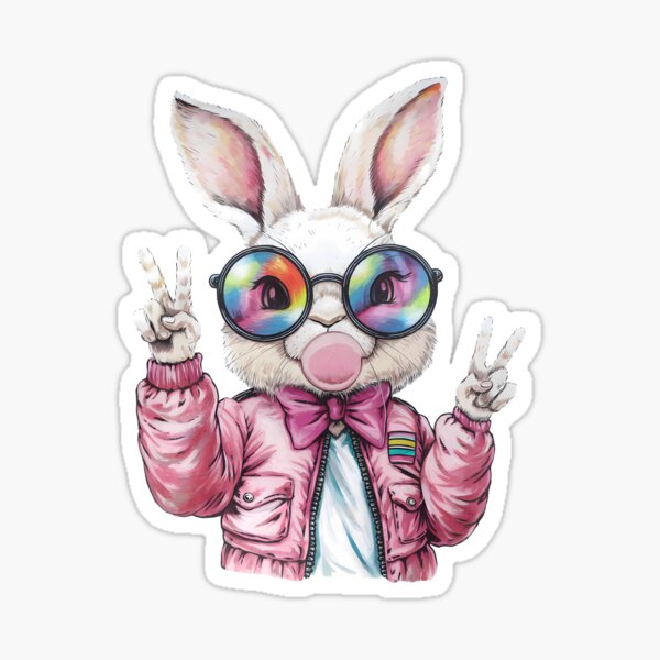 Item preview, Hipster Bunny with Peace Signs designed and sold by StyleTee11.
