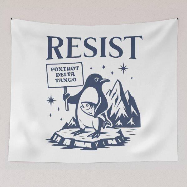 Item preview, Penguins Against Tariffs Resist Fdt Anti Trump designed and sold by Filek-mable.