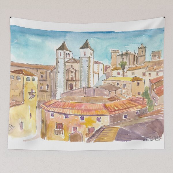 Item preview, Historic Cáceres Old Town View in Extremadura Light designed and sold by artshop77.