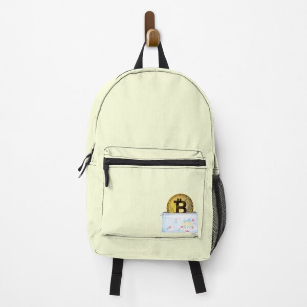 Item preview, Bitcoin symbol, Bitcoin money symbol, Bitcoin sign, Bitcoin in a blue wallet with cute girl, blue ribbons, white flowers and hearts designed and sold by katecheerycake.