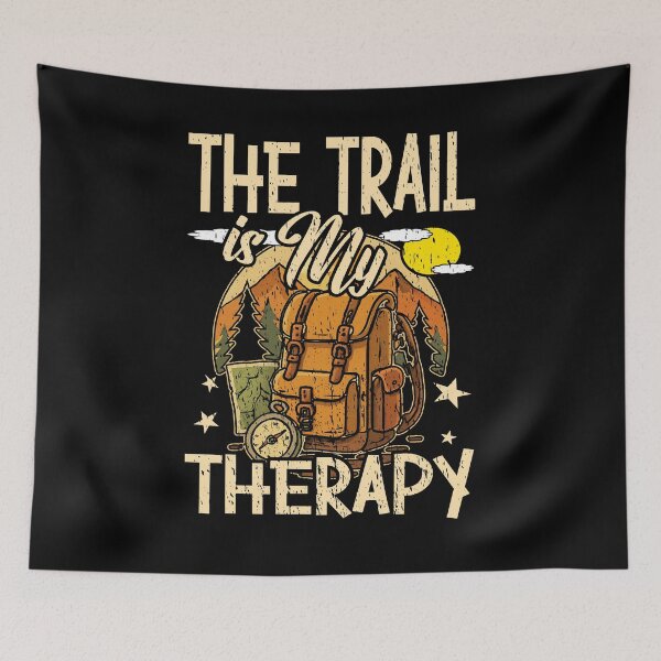 Item preview, THE TRAIL IS MY THERAPY hiking camping fanatic and forest trail lover hiker camper  designed and sold by Jt41.