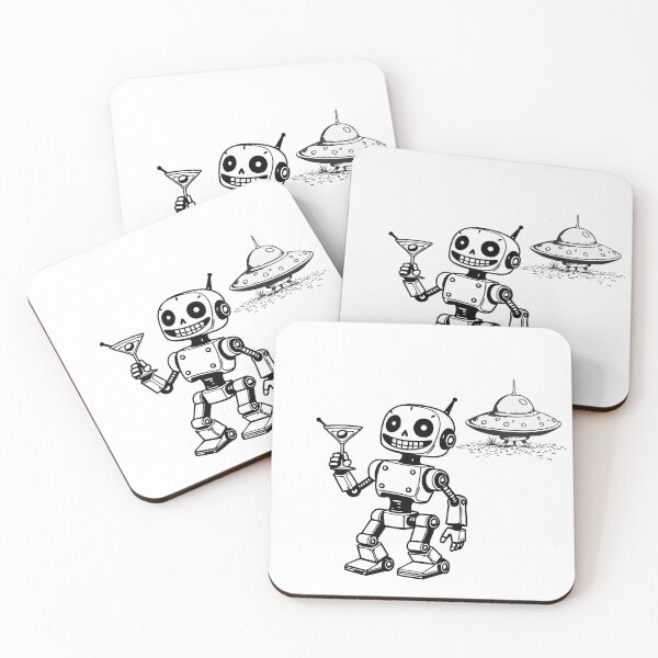 Item preview, Cosmic Cosmo Robot with Spaceship designed and sold by BlindCatCreative.