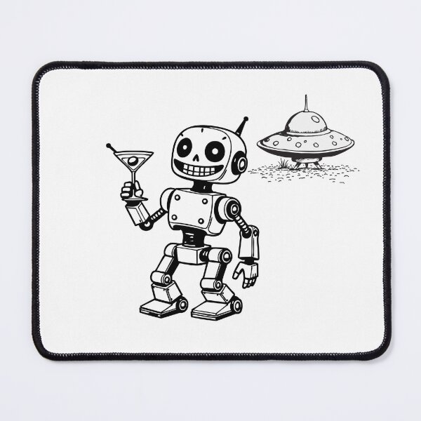 Item preview, Cosmic Cosmo Robot with Spaceship designed and sold by BlindCatCreative.
