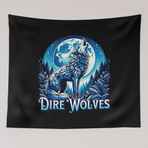 Item preview, Vintage Dire Wolf Howling At Full Moon Artistic Blue designed and sold by 3rd Eye Perceptions.