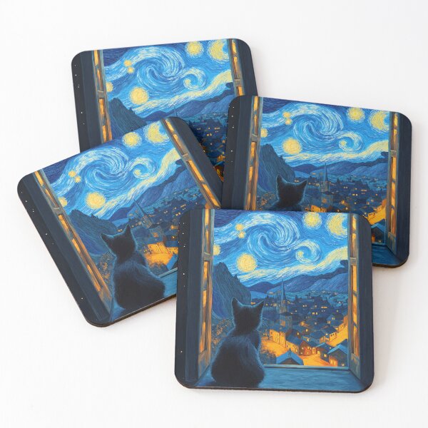 Item preview, Cat Starry Night Van Gogh Window designed and sold by MidCenturyStore.