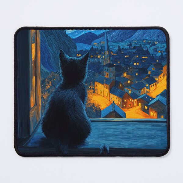Item preview, Cat Starry Night Van Gogh Window designed and sold by MidCenturyStore.
