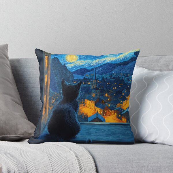 Item preview, Cat Starry Night Van Gogh Window designed and sold by MidCenturyStore.