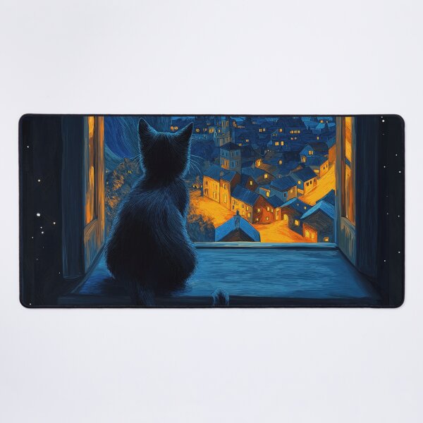 Item preview, Cat Starry Night Van Gogh Window designed and sold by MidCenturyStore.