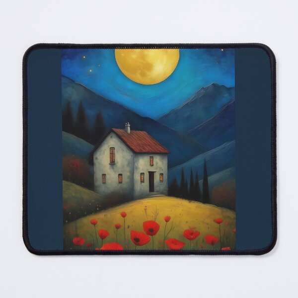 Item preview, Rural night landscape of Spain in the style of naive art designed and sold by BoBiloArt.