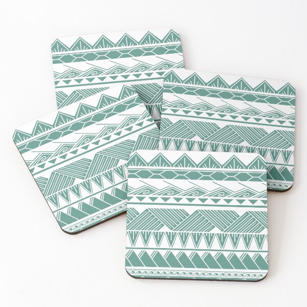 Item preview, White and Muted Teal Tribal Pattern designed and sold by Steeb757.