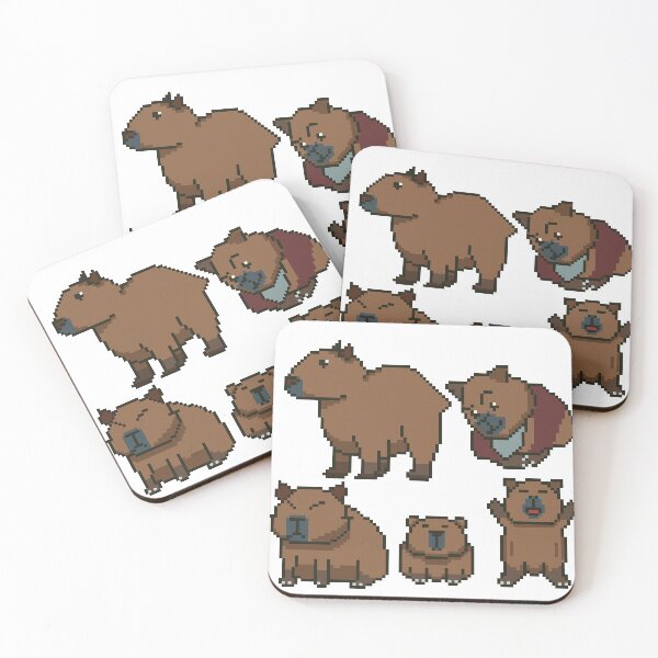 Item preview, Cute Capybara Family Pixel Art designed and sold by Ekira Pop Pixel.
