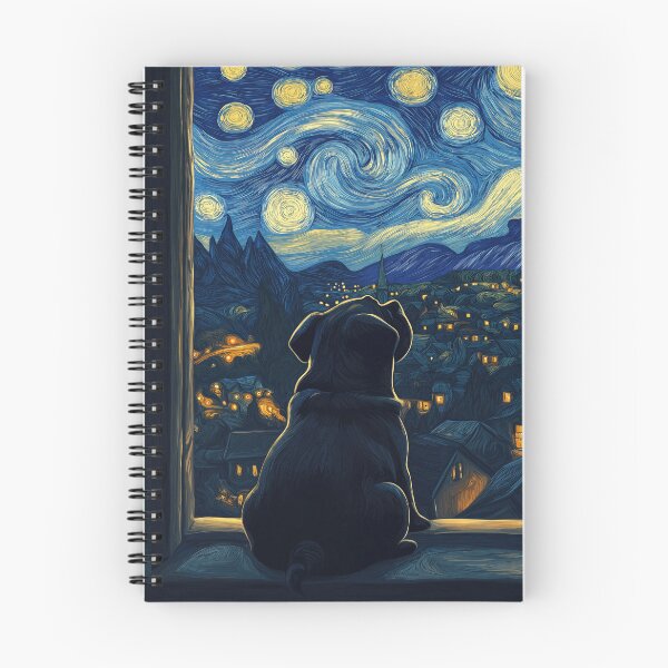 Item preview, Pug Dog Starry Night Van Gogh Window designed and sold by MidCenturyStore.
