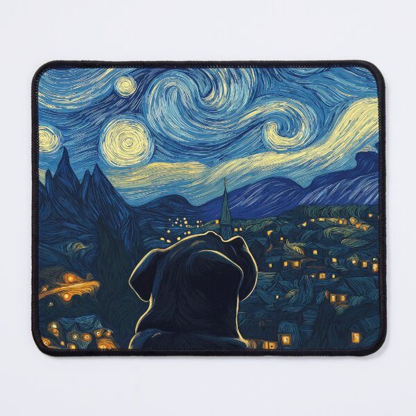 Item preview, Pug Dog Starry Night Van Gogh Window designed and sold by MidCenturyStore.