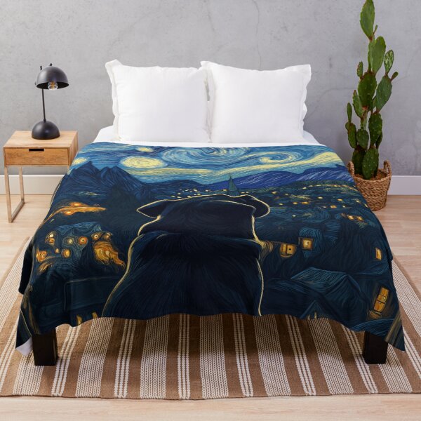 Item preview, Pug Dog Starry Night Van Gogh Window designed and sold by MidCenturyStore.
