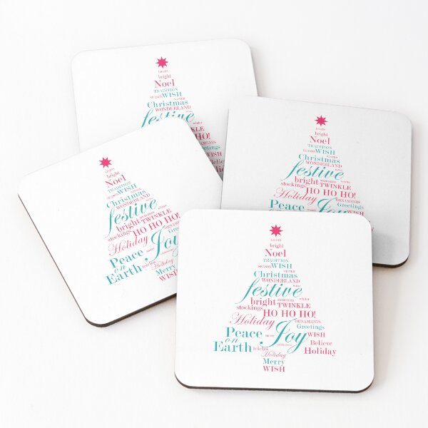Item preview, Colorful Christmas Tree shape made of festive holiday words designed and sold by Jdawnink.
