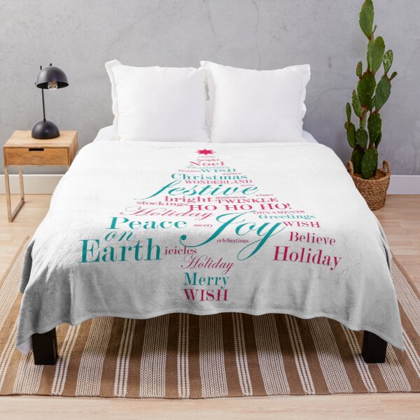 Item preview, Colorful Christmas Tree shape made of festive holiday words designed and sold by Jdawnink.