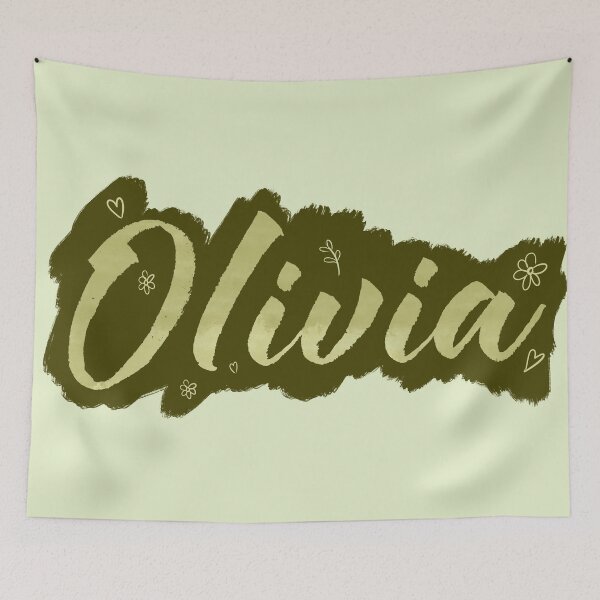Item preview, Olivia name - name sticker Olivia - girls name Olivia - custom name - aesthetic font - olive green designed and sold by marlenaki.