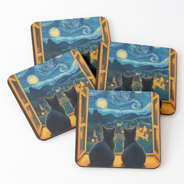 Item preview, Cat Lover Starry Night Van Gogh Window designed and sold by MidCenturyStore.