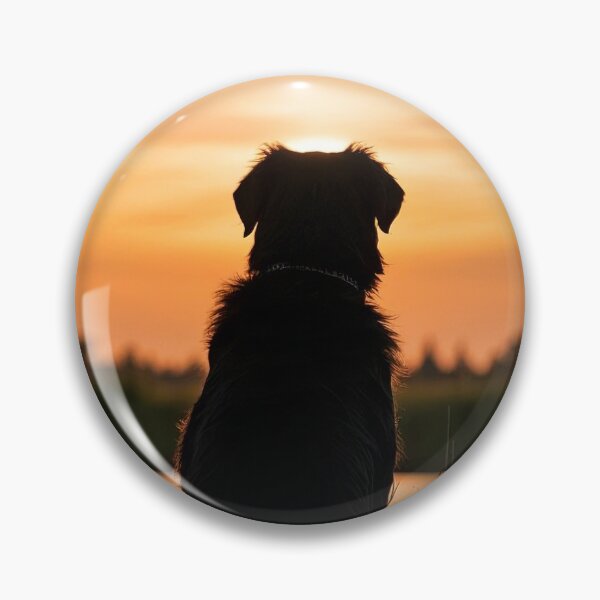 Item preview, Peaceful Dog Silhouette at Sunset on Grassy Bank designed and sold by amithachapa.