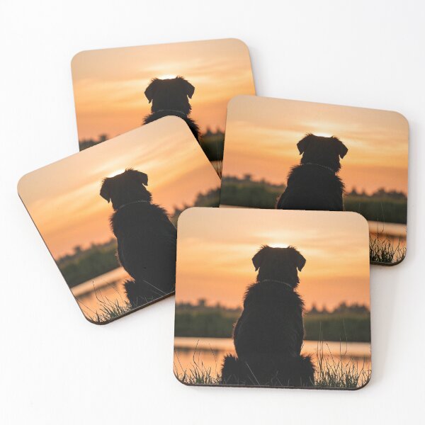 Item preview, Peaceful Dog Silhouette at Sunset on Grassy Bank designed and sold by amithachapa.
