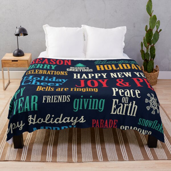 Item preview, Christmas typography colorful pattern with festive word phrases and elements designed and sold by Jdawnink.