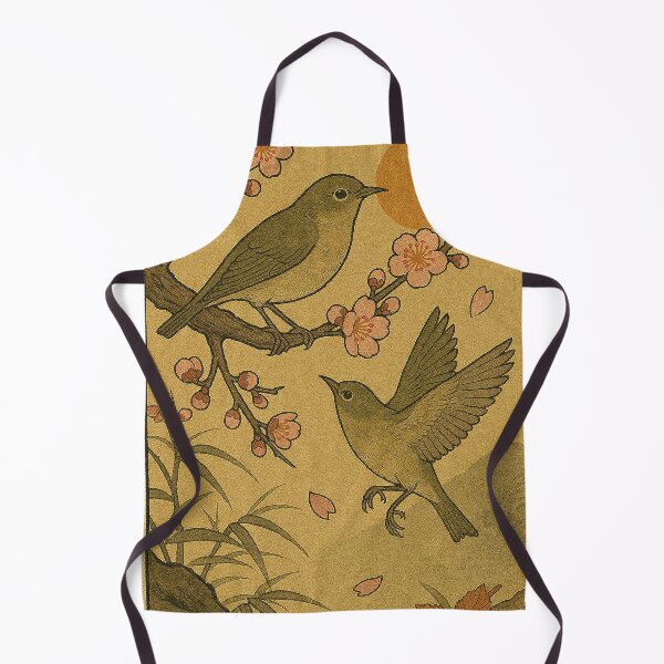 Item preview, Two Bush Warblers in Plum Blossoms – Japanese Woodblock Style designed and sold by TidalEchoes.