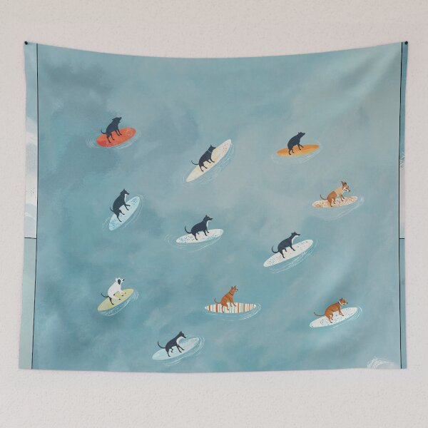Item preview, Surfing Dogs Summer Ocean Art designed and sold by MidCenturyStore.