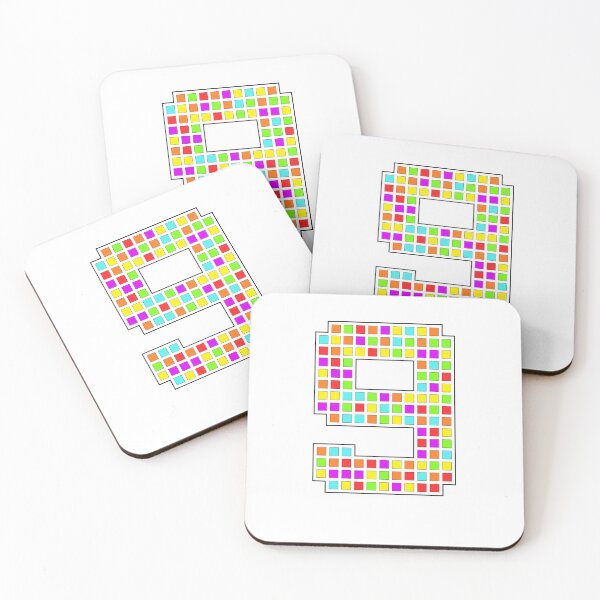 Item preview, Number 9 - Rainbow Pixel Block Character designed and sold by PixelGlyphs.