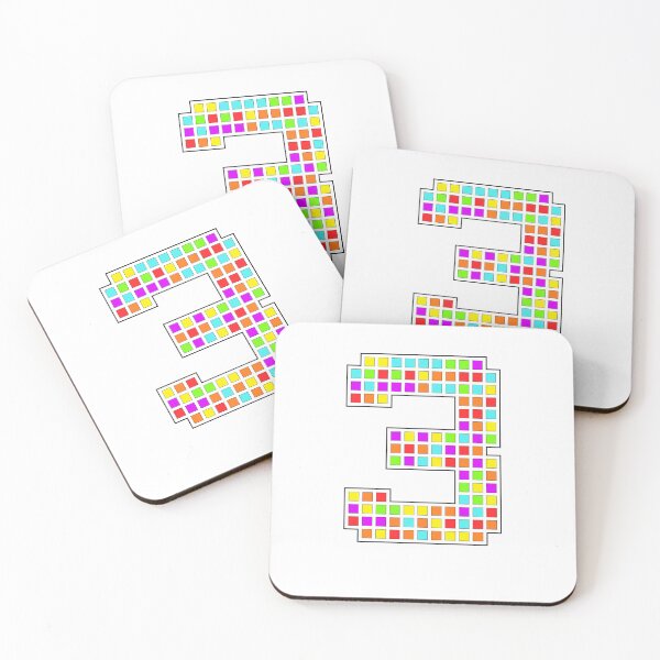 Item preview, Number 3 - Rainbow Pixel Block Character designed and sold by PixelGlyphs.
