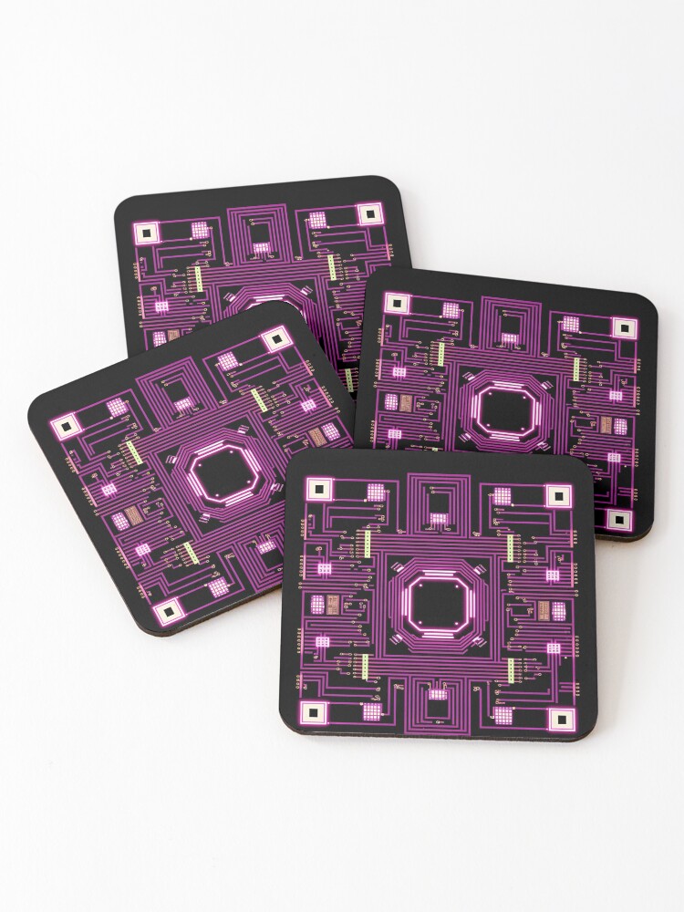 Thumbnail 1 of 5, Coasters (Set of 4), Cyberpunk pattern designed and sold by PatronesKawai.