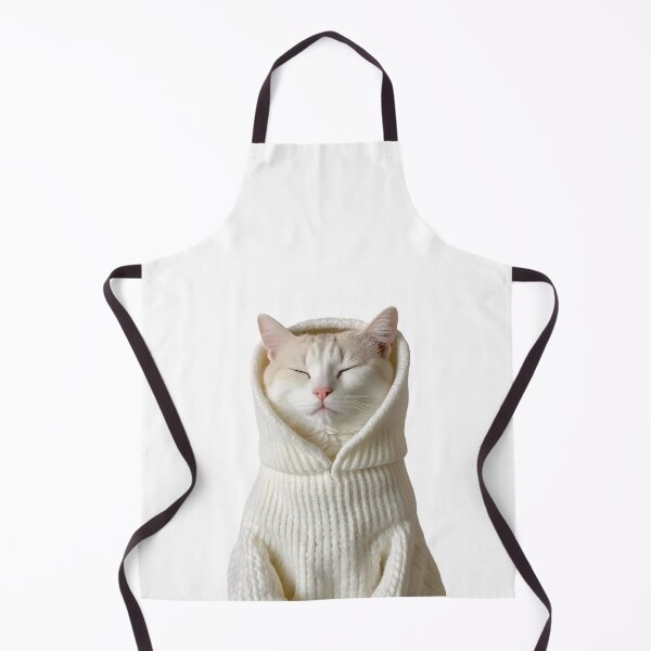 Item preview, Cream Cat in White Knitted Sweater - Cozy Minimalist Feline Art designed and sold by amithachapa.