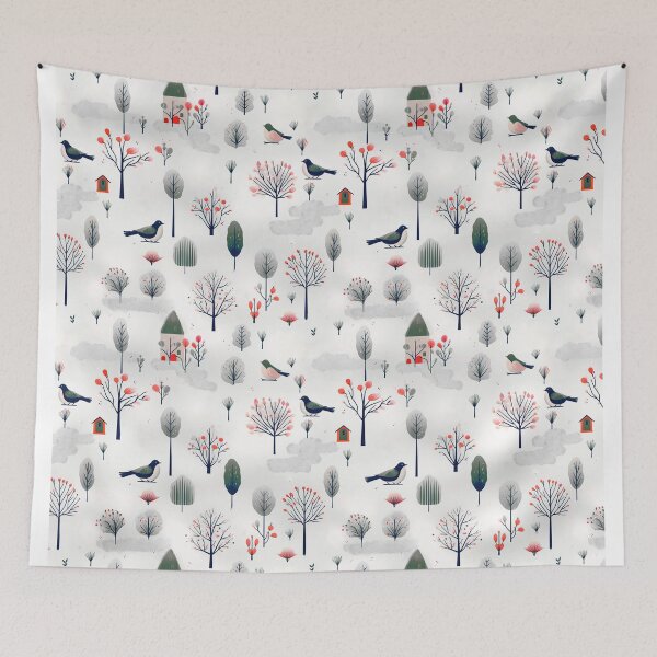 Item preview, Birds winterland	 designed and sold by Alessandro Remo Mazzoni Remotextiles.