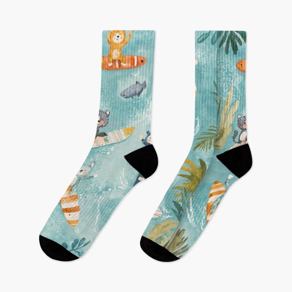 Item preview, Jungle Animals Surfing in Playful Ocean designed and sold by MidCenturyStore.