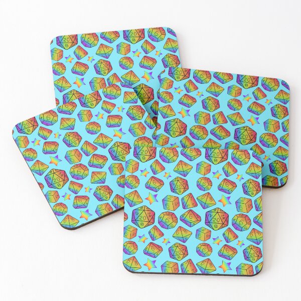 Item preview, Rainbow dice set on blue designed and sold by Cthulhu loves crafts.