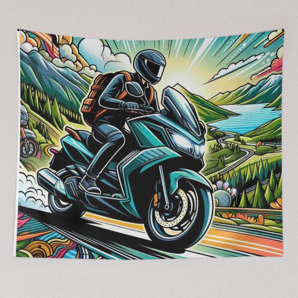 Item preview, Matic Motorbike Touring Adventure AI Art – Ideal for Bikers, Road Trip Lovers & Travel-Themed Clothing and Accessories designed and sold by knalpot-design.