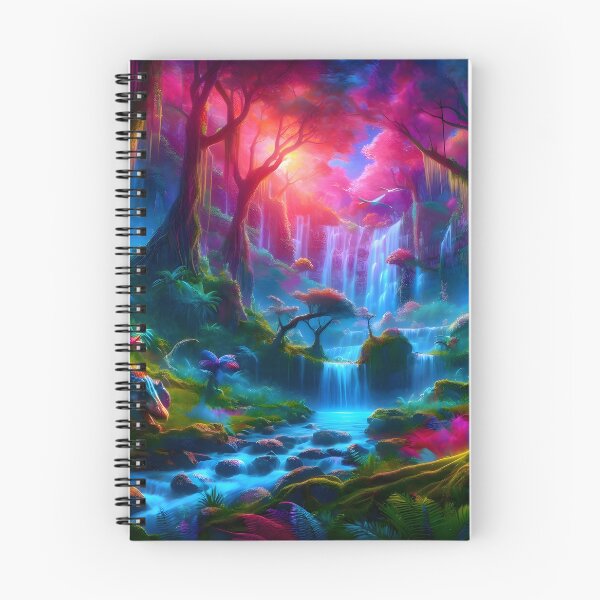 Item preview, Mystical Neon Jungle Waterfall with Jurassic Creatures designed and sold by KODDesigns.