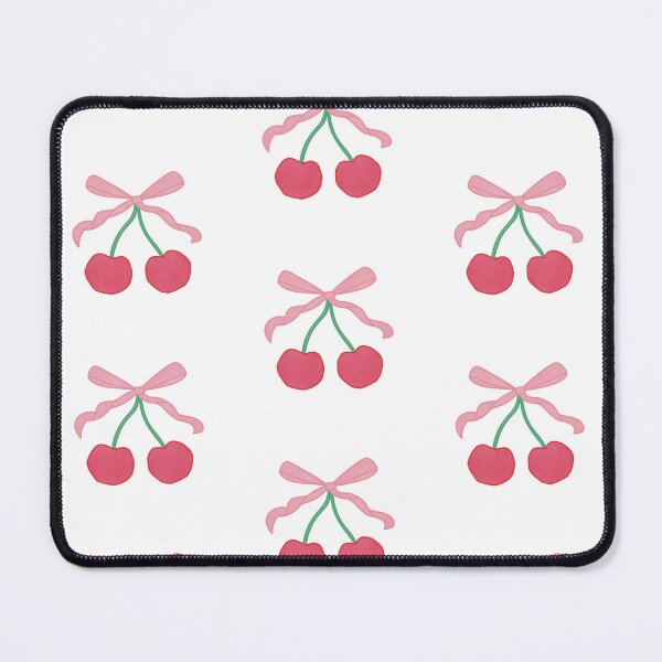 Item preview, Red cherries with pink bow designed and sold by winterpumpkin.