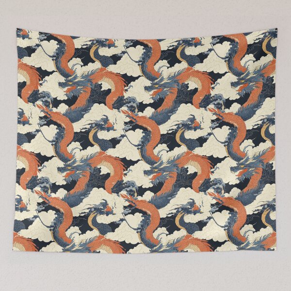 Item preview, Traditional Asian Dragon Dance in the Heavens Artwork pattern designed and sold by MOONE FLOWER.