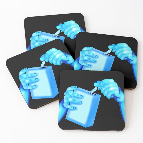 Item preview, Blue neon hands holding a milk container and opening it on a black background designed and sold by katecheerycake.