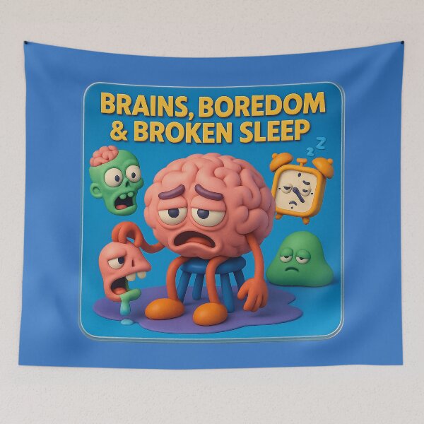 Item preview, Brains, boredom and broken nights – A humorous statement designed and sold by Girih.