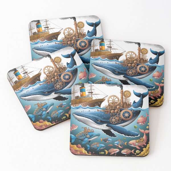 Item preview, A large whale in surreal steampunk style. designed and sold by Lilashakti ⭐️ ⭐️ ⭐️ ⭐️ ⭐️.