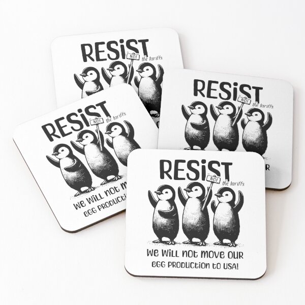 Item preview, PENGUINS ANTI TARIFFS - NO TO AMERICAN MADE EGGS -FUNNY PENGUIN PROTEST designed and sold by justyna-s28.