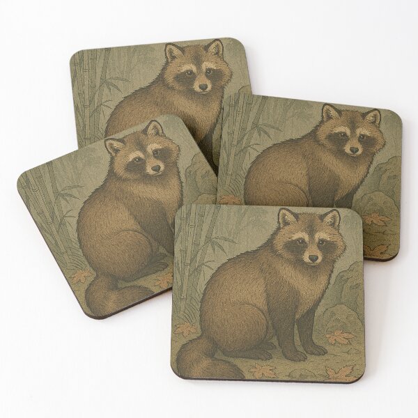 Item preview, Tanuki in Forest – Japanese Woodblock Style designed and sold by TidalEchoes.