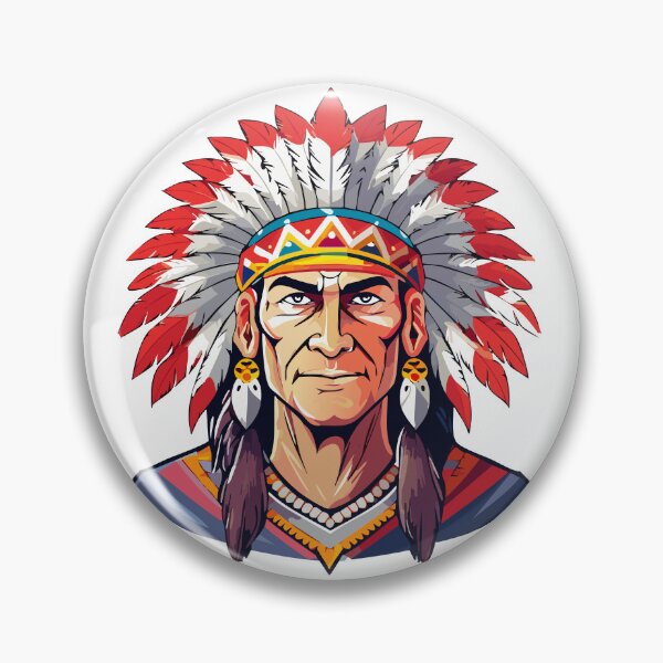 Item preview, Portrait of a Native American old Chief, adorned with a majestic feathered headdress, Indian tribal Warrior Leader designed and sold by Danler.