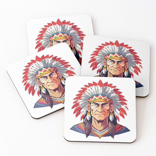 Item preview, Portrait of a Native American old Chief, adorned with a majestic feathered headdress, Indian tribal Warrior Leader designed and sold by Danler.
