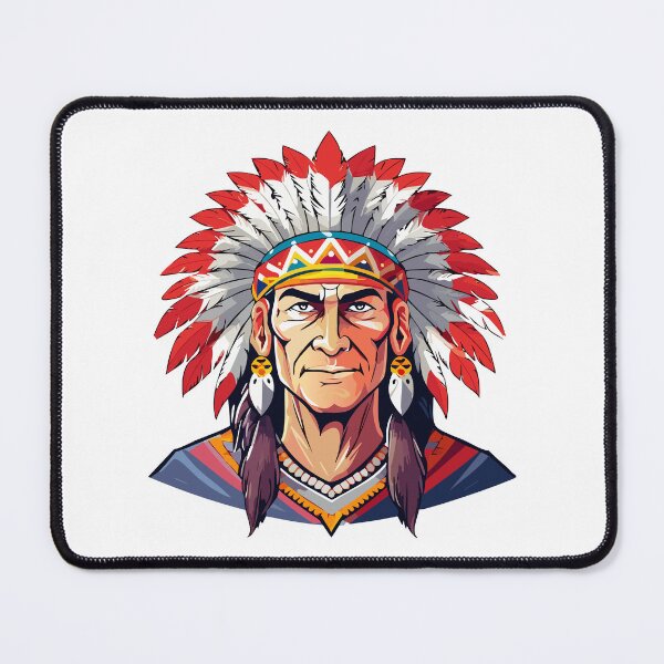Item preview, Portrait of a Native American old Chief, adorned with a majestic feathered headdress, Indian tribal Warrior Leader designed and sold by Danler.