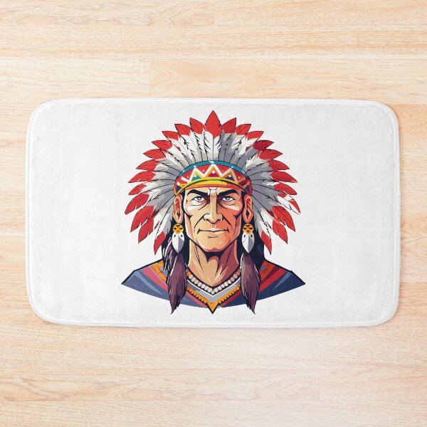 Item preview, Portrait of a Native American old Chief, adorned with a majestic feathered headdress, Indian tribal Warrior Leader designed and sold by Danler.
