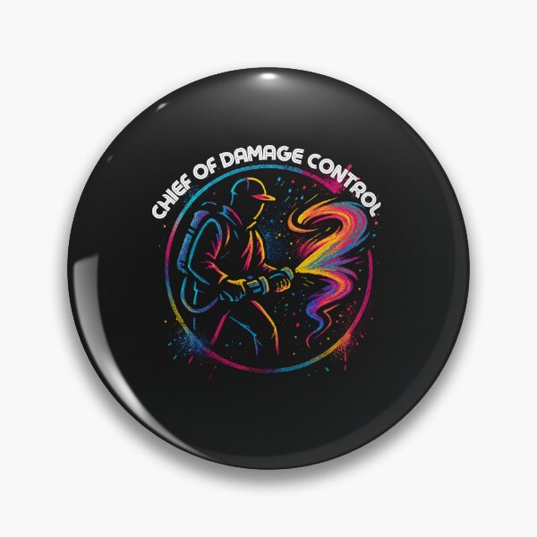 Item preview, Chief of Damage Control Badge Funny Dad Shirt Neon Graffiti Style Parenting Chaos Humor Tee designed and sold by Merchdusa.
