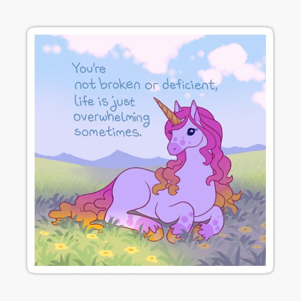 Item preview, "Life is Just Overwhelming Sometimes" Wildflower Unicorn designed and sold by thelatestkate.