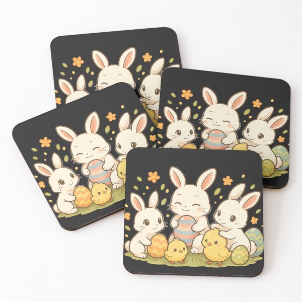 Item preview, Anime Kawaii Easter Eggs Colorful Happy Greetings Spring Rabbit Bunny Chicken designed and sold by Cr320.